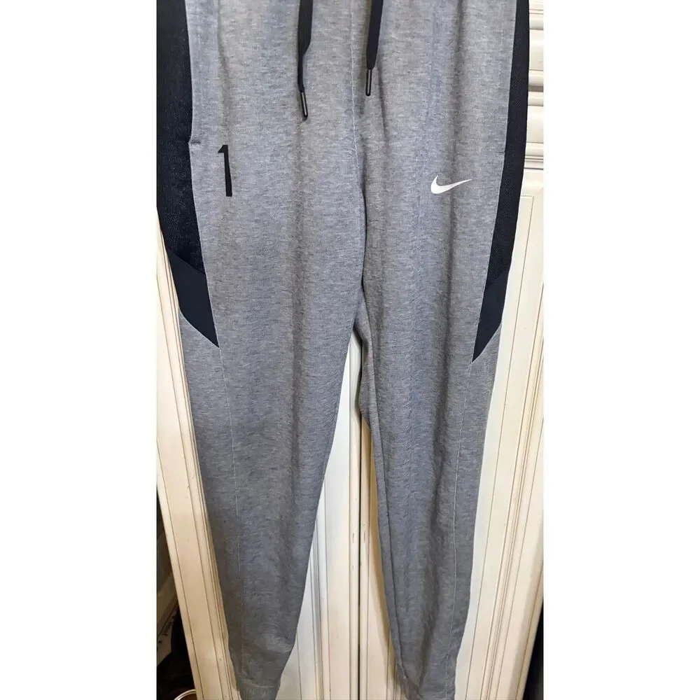 Nike Youth Dri-Fit Stock Showtime Basketball Jogger Pants Gray Black Size Small